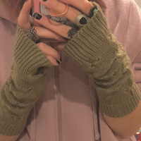 Nowe cieplejsze zimowe rękawiczki damskie stylowe rękawiczki dziewczęce ramię szydełkowe dziewiarskie Hollow Heart Mitten ciepłe rękawiczki bez palców 2